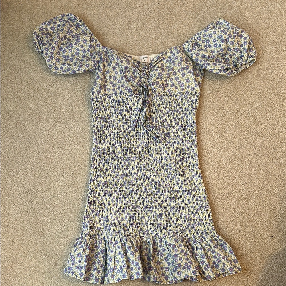 Boutique Floral Puff Sleeve Mini Dress